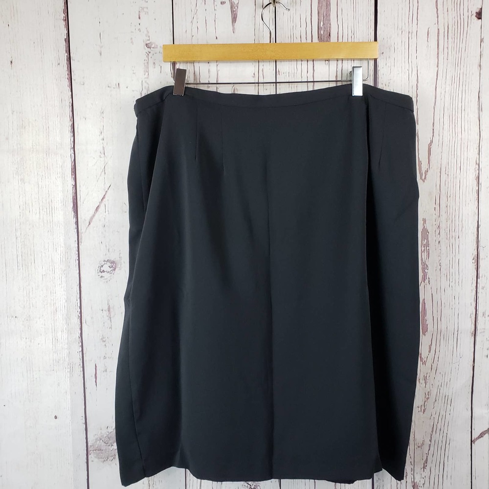 Lady Hazan Vintage Pencil Skirt Womens Size 24W Stretch Waist Knee Length Black